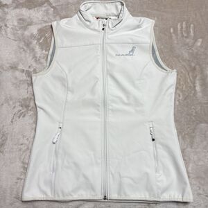 Mack Truck Embroidered Vest Women Size Large Full Zip Beige Sleeveless Clique